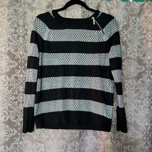 Michael Kors Black and Grey Long Sleeve Lightweight Sweater